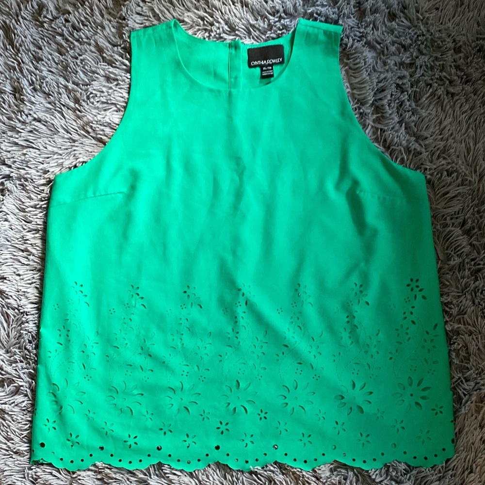 Cynthia Rowley Green Laser-Cut Blouse